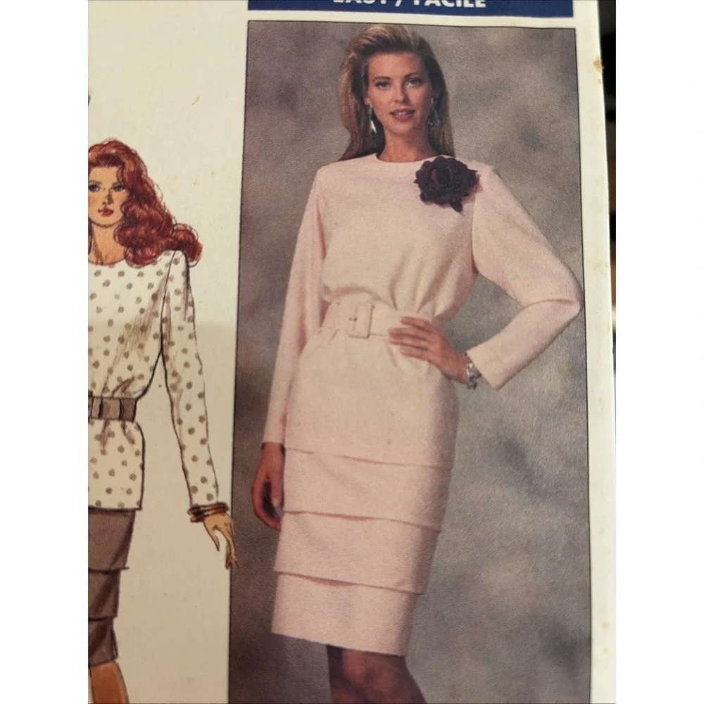 Butterick 6928 Vintage 80s Sewing Pattern Misses Top Tiered Skirt Size 14-18 UC